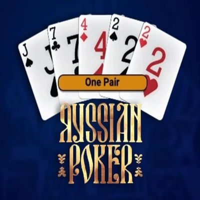 Russian Poker slot logo by OneTouch Games at Wild Robin Casino